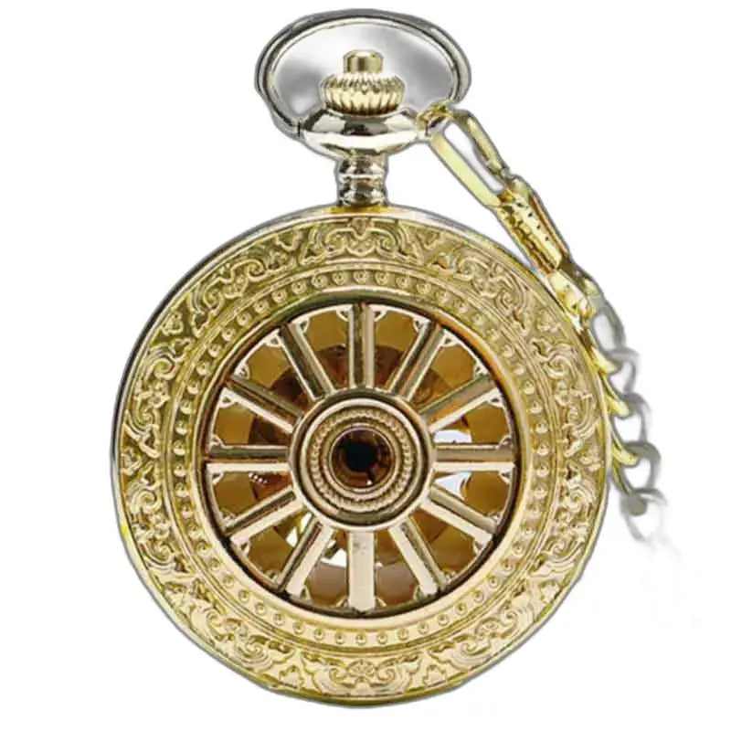 Luxuriöse Gold-Granat-Taschenuhr mit verzierten Golddetails
