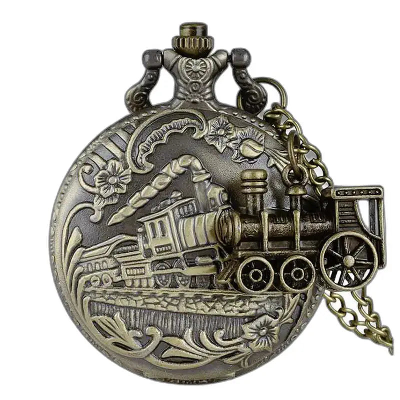 Steampunk-Uhrenhalskette mit antikem Medaillon, Steampunk-Uhr mit Eisenbahnmotiv