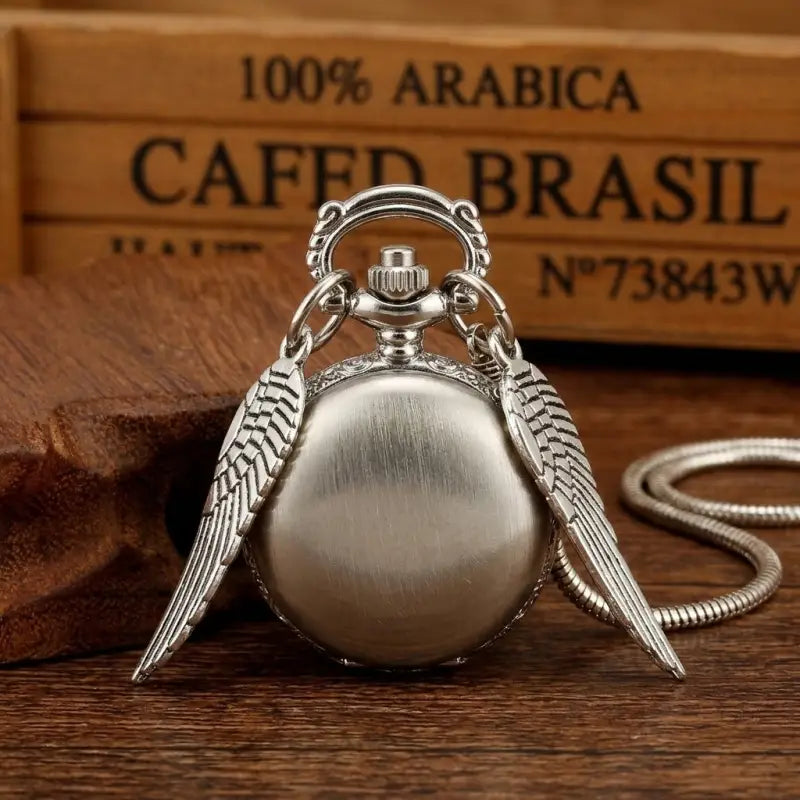 Geflügelte Quartz Taschenuhr Halskette Damen Gold Silber Bronze
