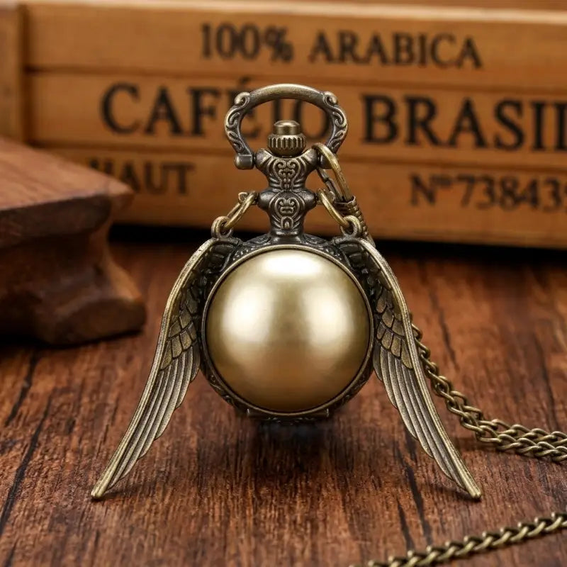 Geflügelte Quartz Taschenuhr Halskette Damen Gold Silber Bronze