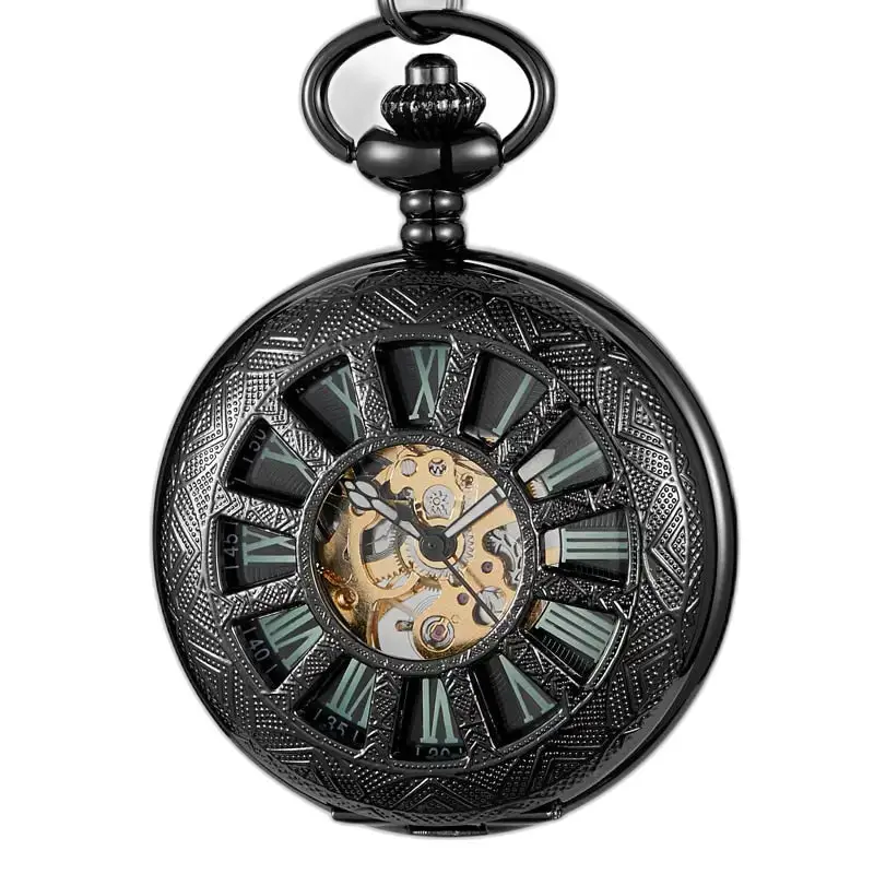 Montre à Gousset Lumineuse Evil Flower avec un cadran noir vintage élégant