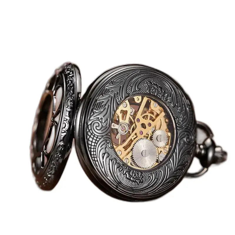 Montre à Gousset Lumineuse Spider Ruins avec mécanisme visible et design en métal sombre