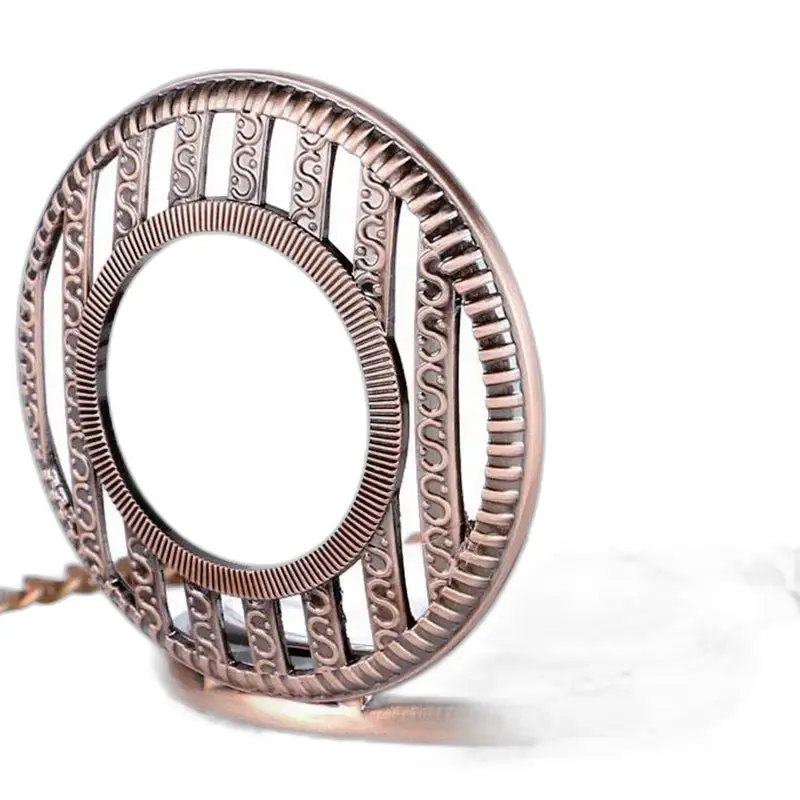 Montre à gousset Mécanique Luxe en Cuivre avec un design unique et cœur squelette