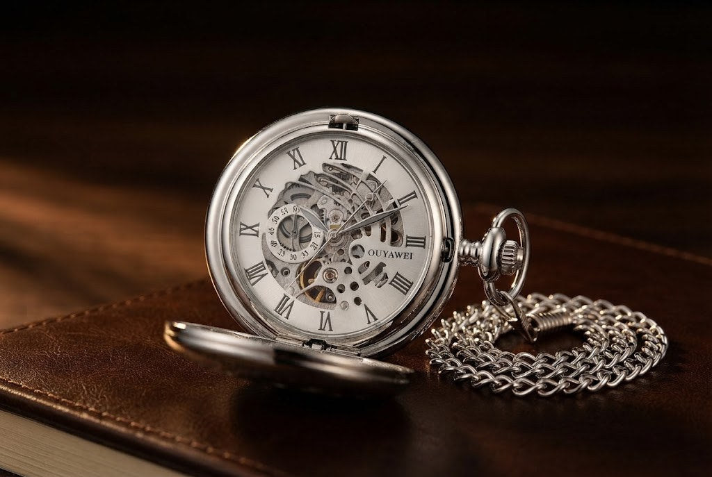 Montre à Gousset Mécanique Chasseur Bronze Or - Cadran squelette, finition au choix